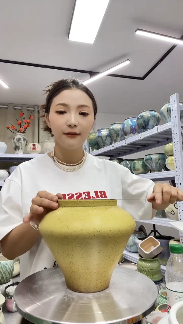 直播间9.14精选陶瓷花盆-高:17 ；口:14