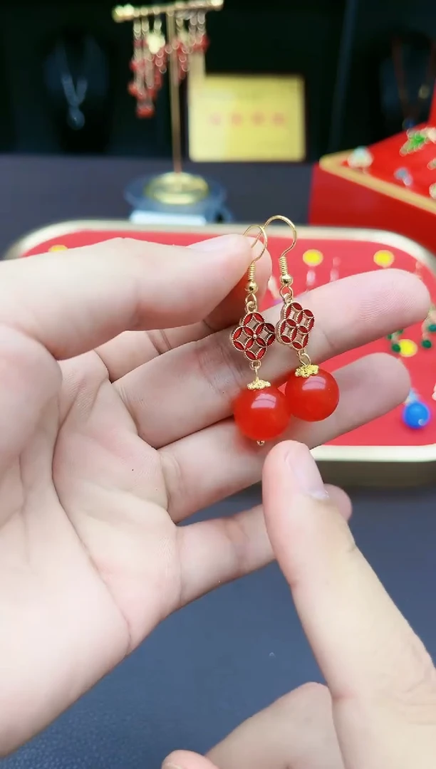 【闪购商品】玛瑙/玉髓耳钉银S925镶嵌523000