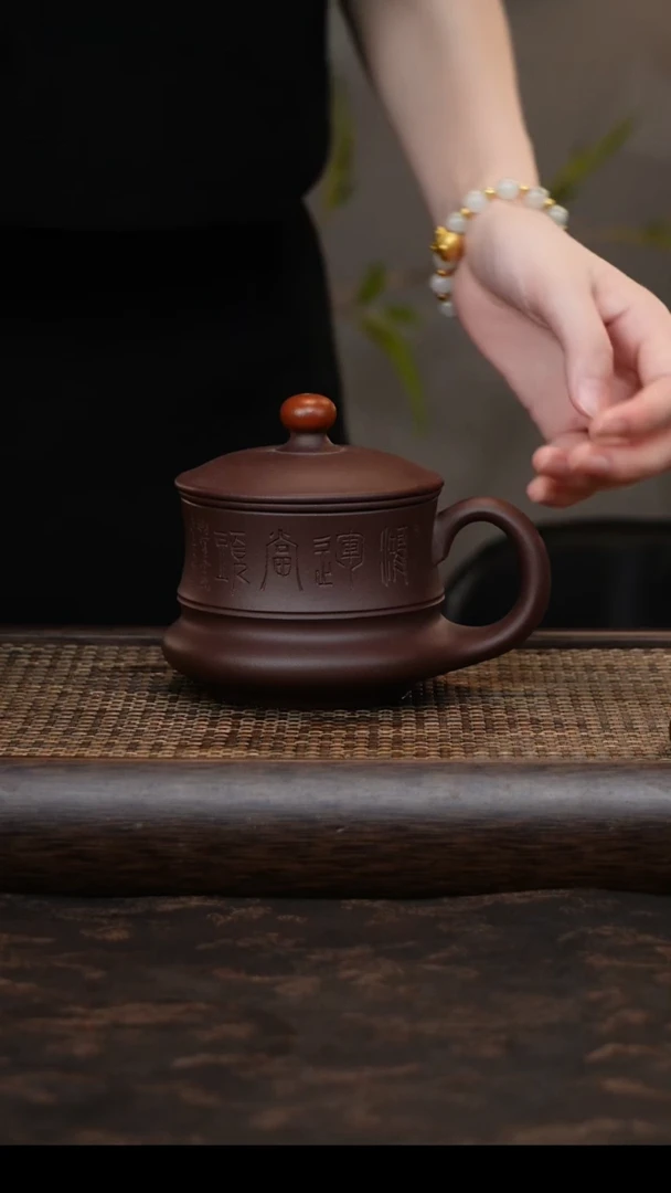 茶杯紫砂三件套鸿运当头