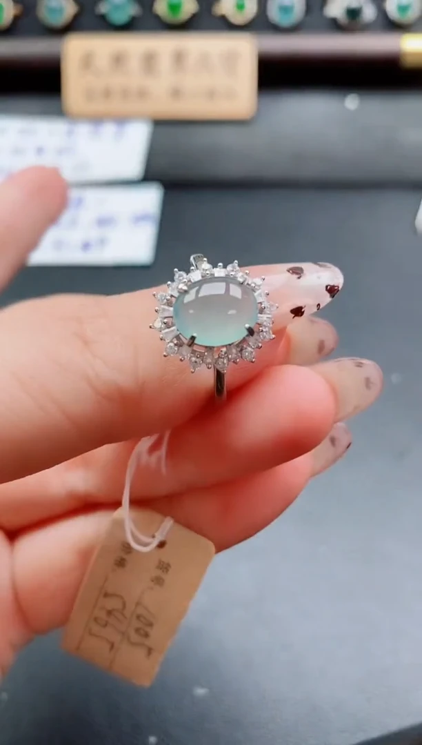 银S925镶嵌戒指翡翠1