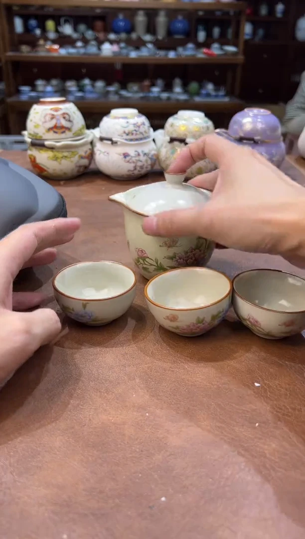 真的很便宜超好看会开片的旅行茶具