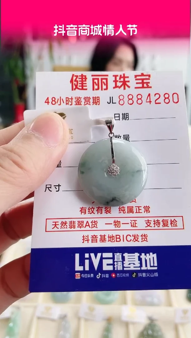 【闪购商品】翡翠颈饰银S925镶嵌天然缅甸翡翠 平安扣(一物一证)