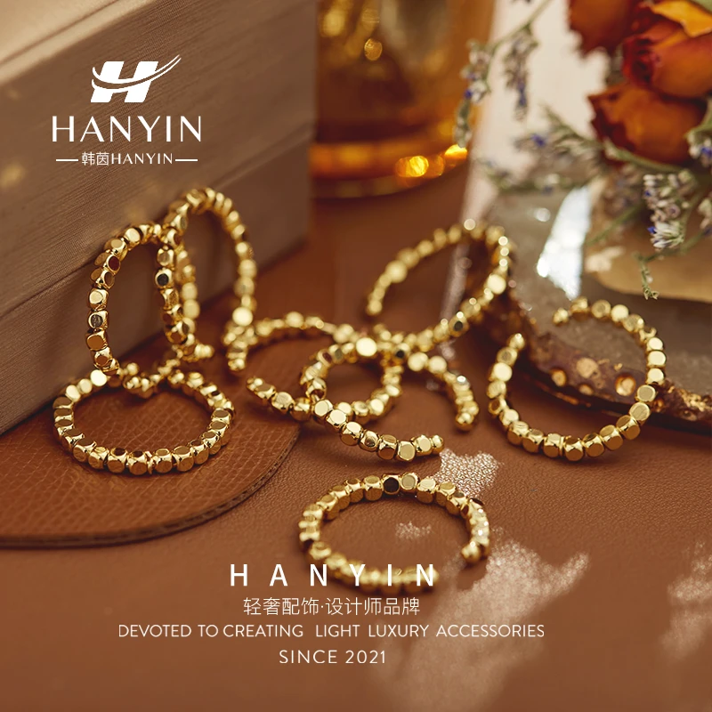 铜合金戒指 立体方块开口戒指简约气质时尚款百搭