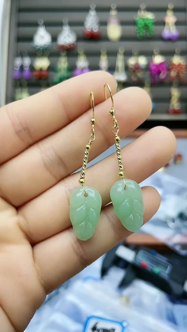 【闪购商品】和田玉耳饰14K金镶嵌400200