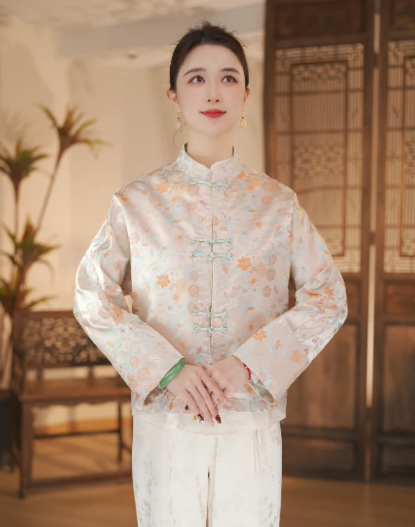 丝年.琉璃月影｜新中式国风时尚暗纹提花高端双面穿上衣外套-5182