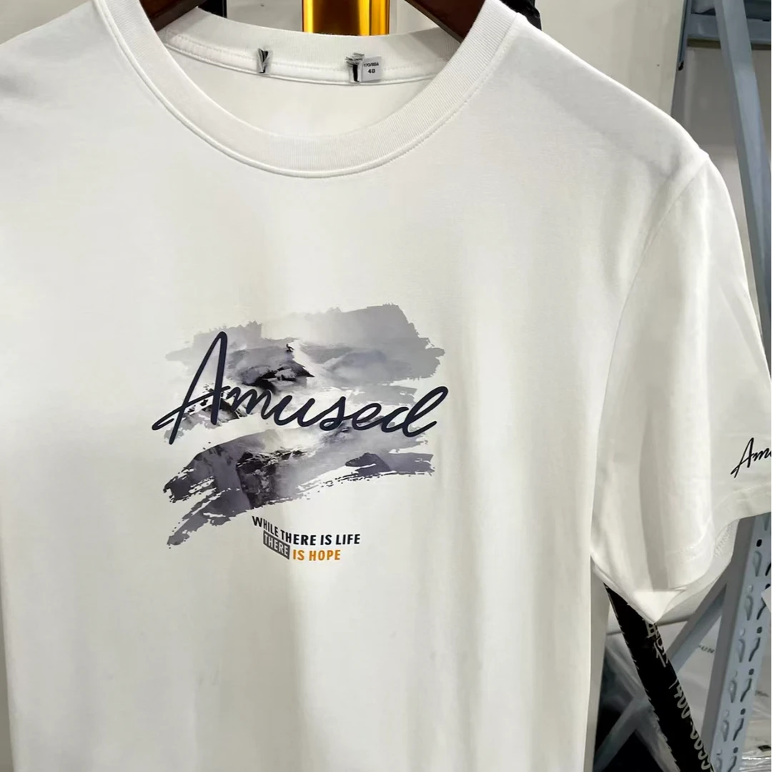 男士圆领潮流短袖体恤衫夏季薄款透气字母印花休闲半袖T恤08