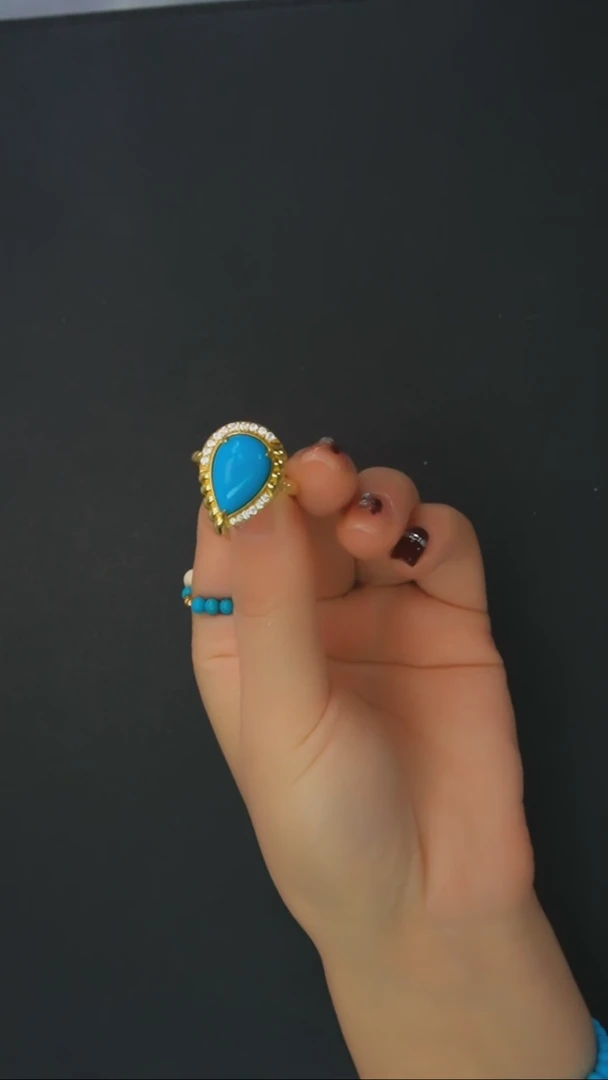 【闪购商品】绿松石戒指银S925镶嵌发货一件