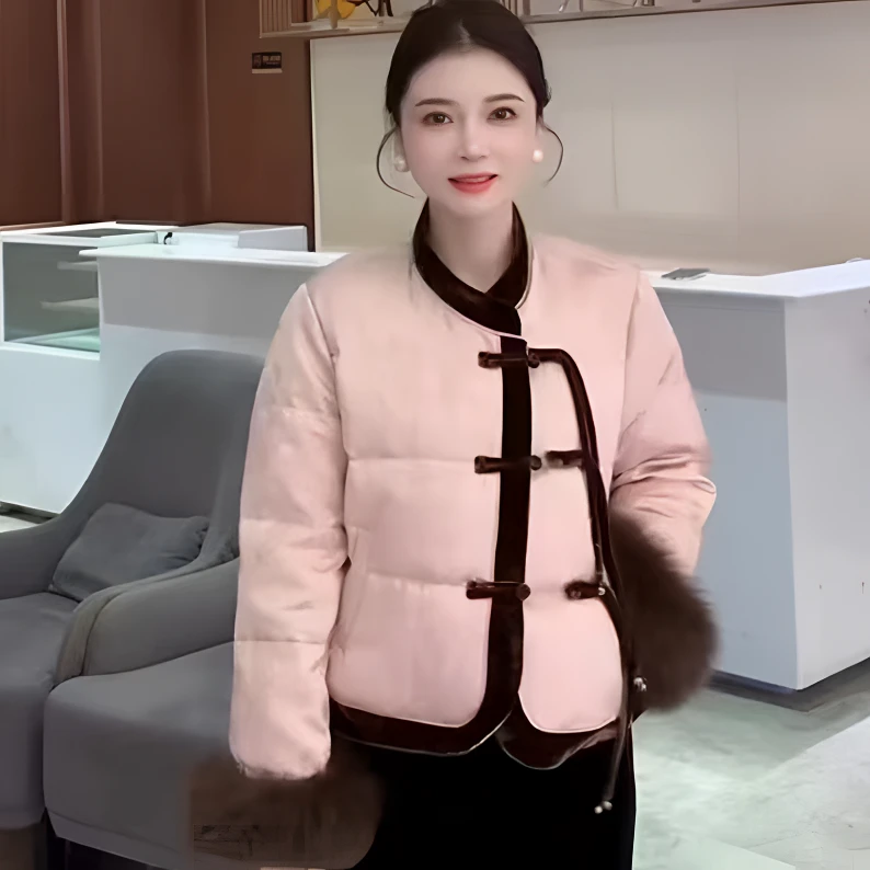 【大静服饰】24款新中式国风复古盘扣流苏设计感时尚高级加厚棉服女