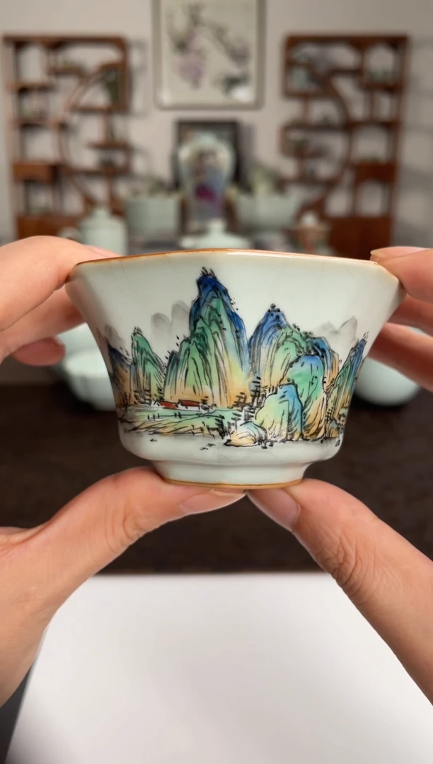 余秀华老师作品 青澹八方杯（千里江山）