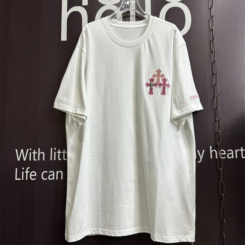 钻石康家2025春重工刺绣十字架设计感短袖T恤女宽松大版上衣9740