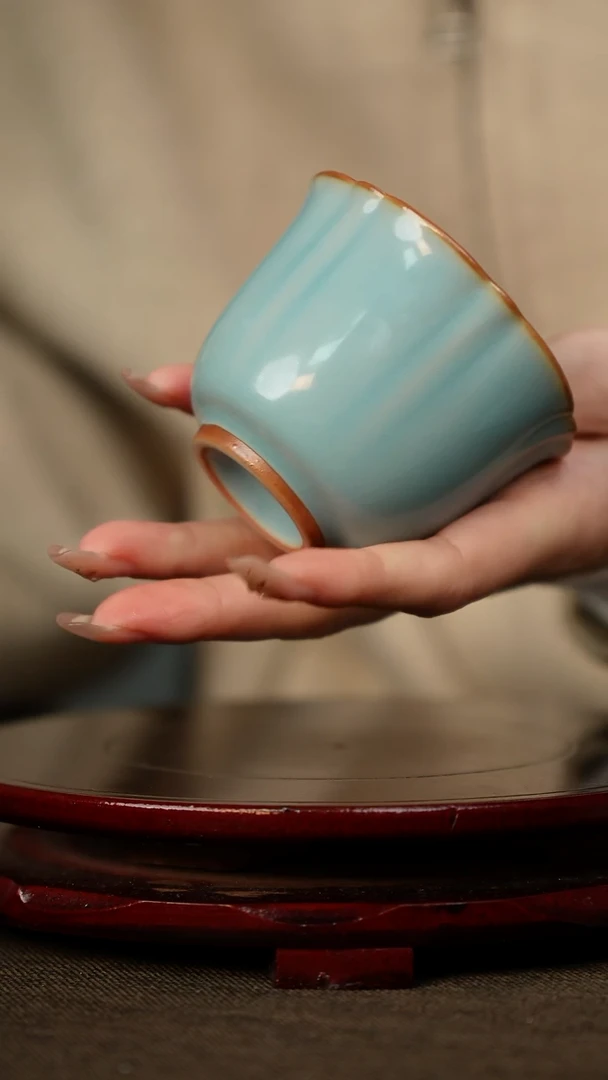 全品 天蓝 花朵杯