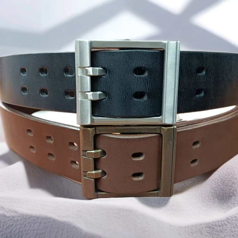 头层牛皮+双针扣）无夹层男士休闲复古手工腰带宽约4.45cm厚5.5mm