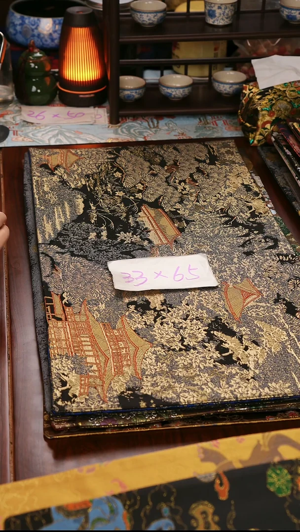 【西阵织登鹳雀楼黑金双面】中国风干泡织锦茶席33*65