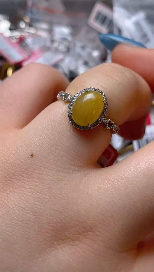 银S925镶嵌戒指翡翠百内无证书