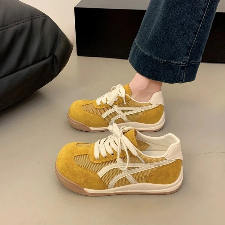 梦孜百丽爆款网面德训鞋女2025年新款厚底透气运动鞋休闲阿甘鞋女