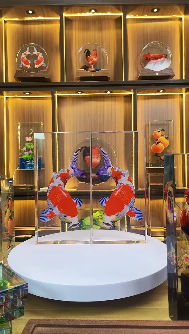 有机玻璃平**悦尺寸30*15*5鲤鱼琉璃+底座