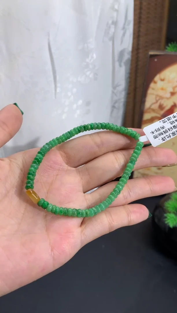 未镶嵌手串翡翠绿算盘 卡4.3mm
