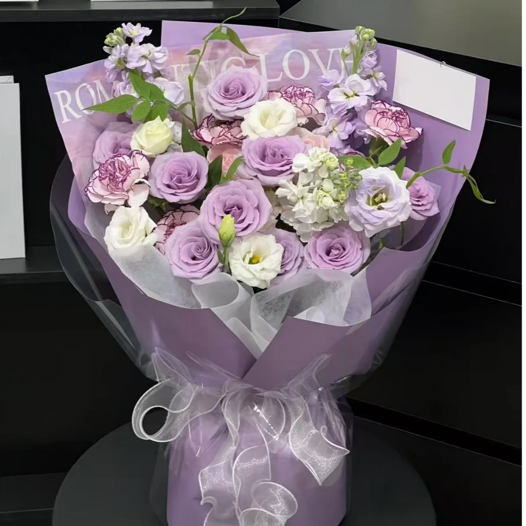 {教师节热销 怦然心动}紫色玫瑰紫精灵紫罗兰紫色系花束鲜花教师节送老师送长辈对象祝福