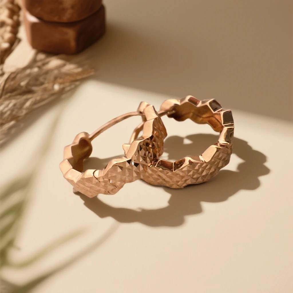 18K金蜂巢大号耳扣