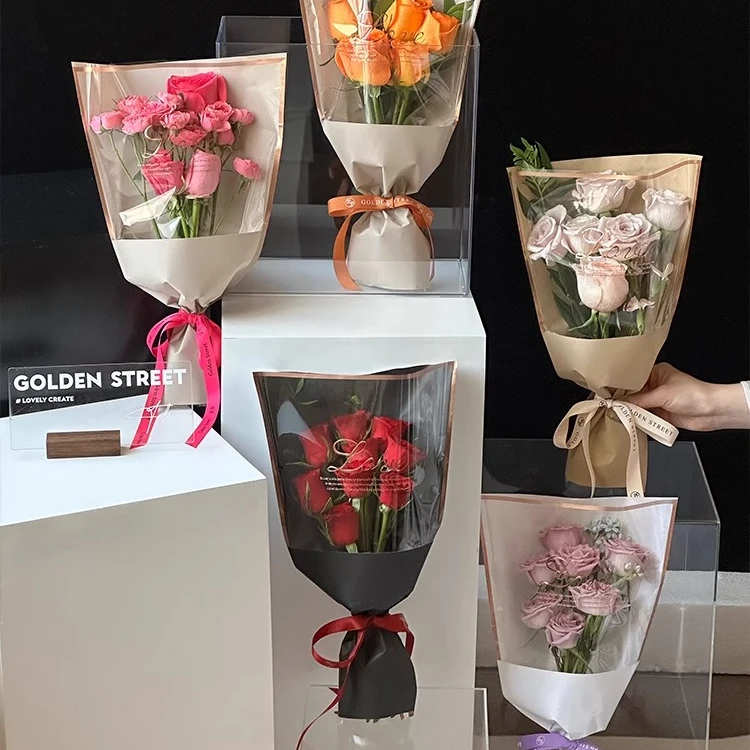 【V5】网红包花袋love烫金多支袋单支袋玫瑰花包装袋子鲜花包装