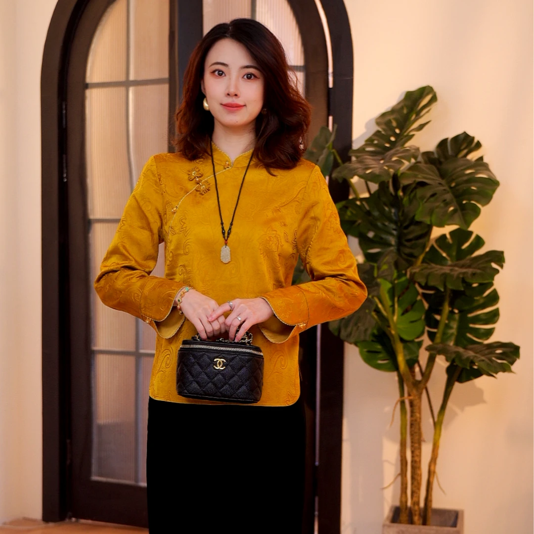 《33定制》秋冬款重工刺绣时尚中国风新中式气质长袖衬衫7479