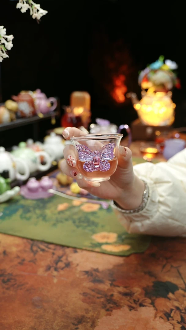 【闪购商品】紫色蝴蝶品茗杯60cc@@@@@@