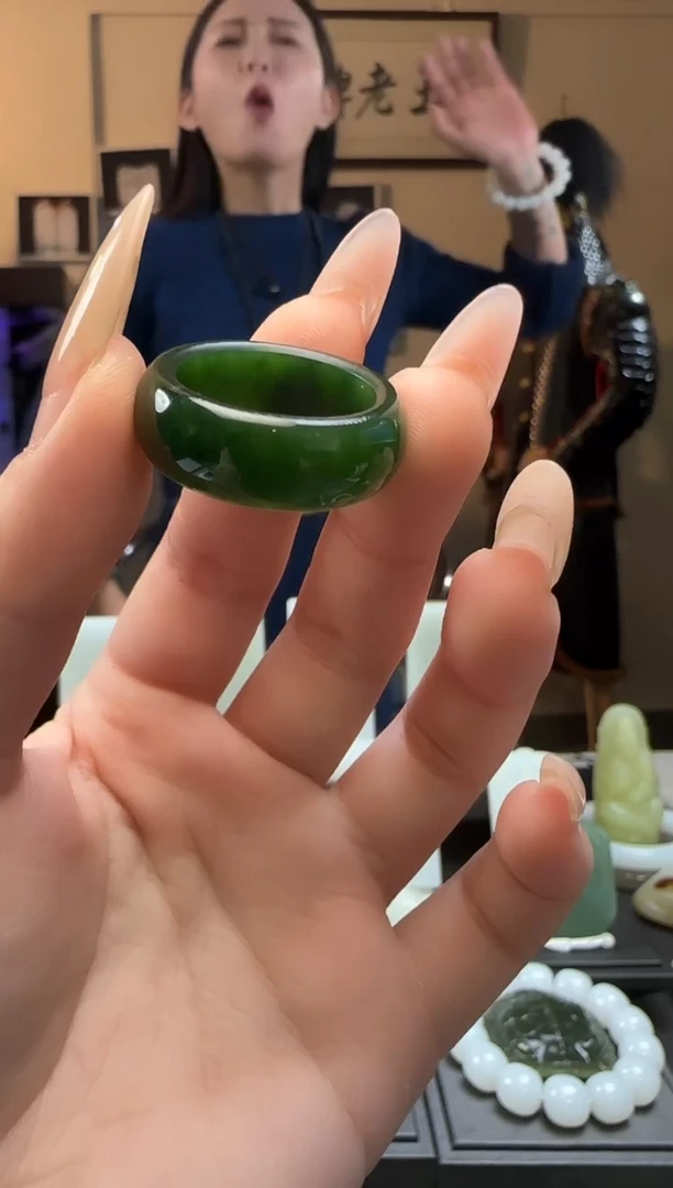 【闪购商品】和田玉碧玉戒指未镶嵌（19-21）