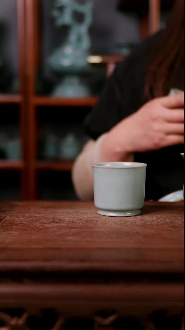 杯子陶青霁汝窑仿古釉   微瑕