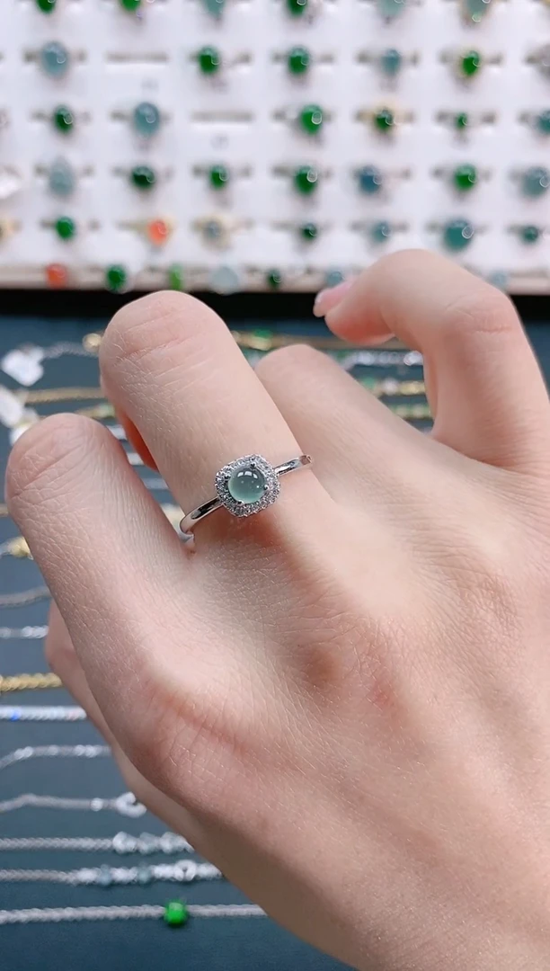 【闪购商品】翡翠戒指银S925镶嵌天然翡翠