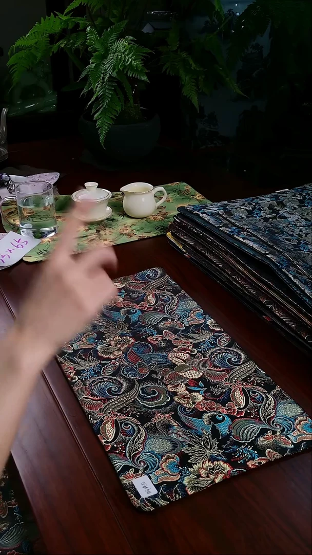 【蝴蝶花双面】中国风干泡织锦茶席26*50