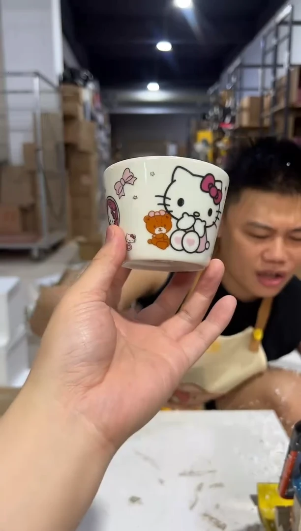 瓷片小号白色kt猫酸奶杯