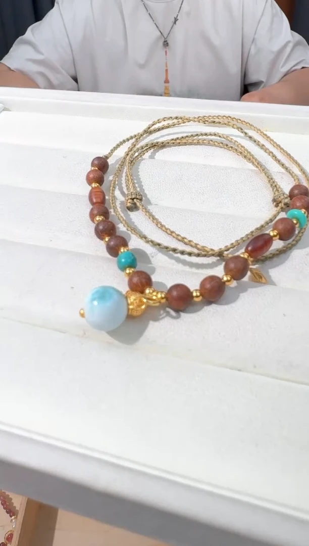 【闪购商品】针钠钙石（海纹石）未镶嵌颈饰海纹葫芦发货多样性发其一