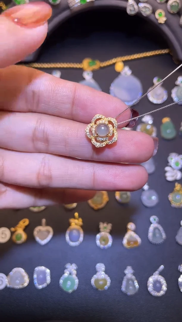 吊坠(不含链)银S925镶嵌翡翠1