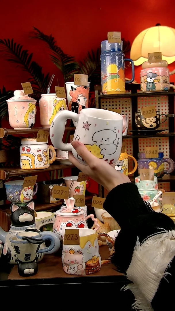 杯子瓷DIY景德镇创意手工陶瓷卡通风小狗马克杯