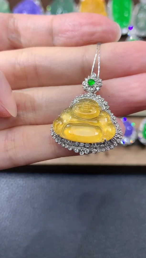 吊坠(不含链)18K金镶嵌翡翠C48