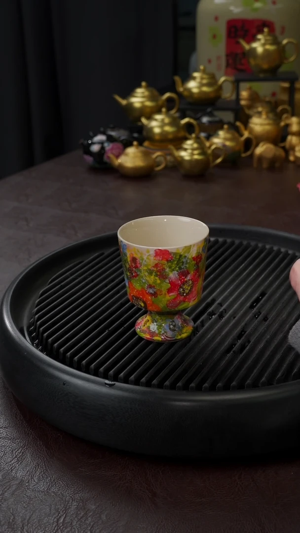 【闪购商品】杯【宜景窑莫奈的花园】手绘高足杯子