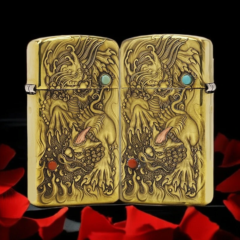 ZIPPO/之宝【雌雄貔貅】纤窄机巧盔甲正品煤油打火机KF-DF