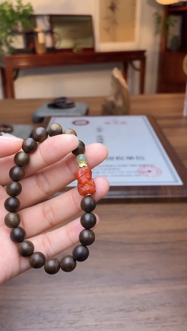 沉香手串沉香【非遗】顺化紫棋玉化沉水08单圈设计