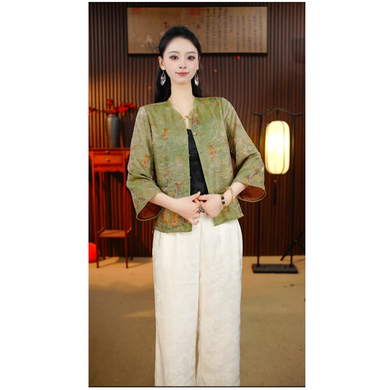 【绿野仙踪】会会高定新中式国风妈妈装短袖上衣