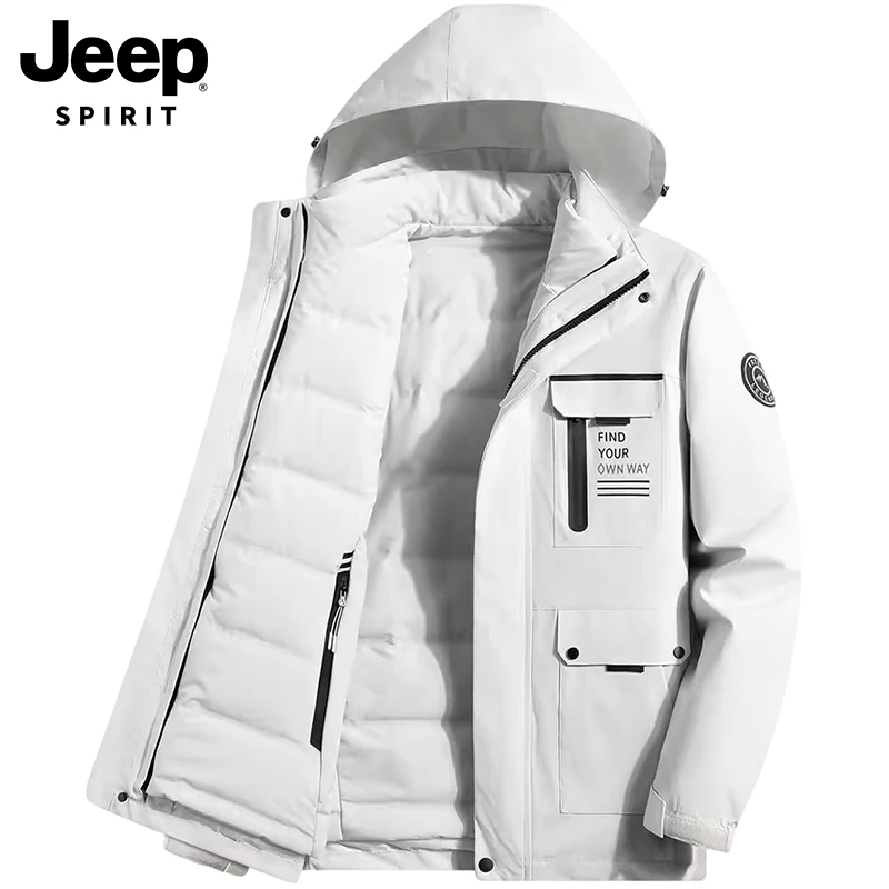 JEEP吉普冲锋羽绒服男士冬季新款高端三合一白鸭绒保暖夹克外套男