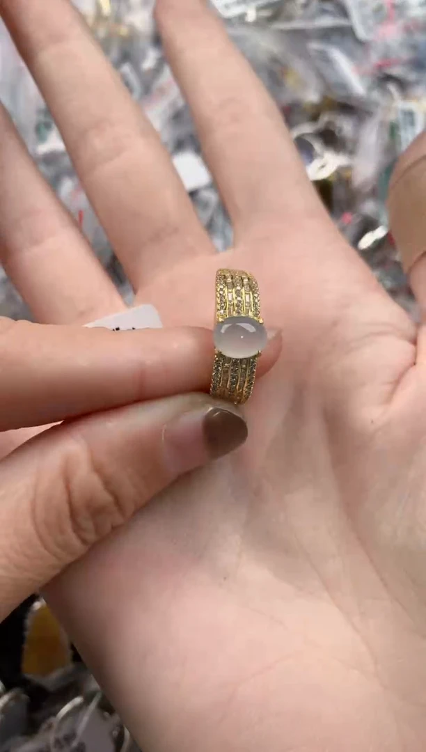 银S925镶嵌戒指翡翠444-9