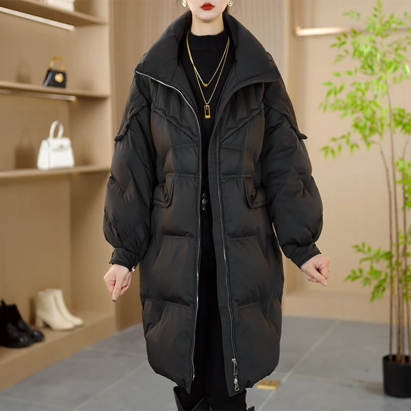 24冬季新款优雅时尚气质显瘦减龄休闲长款鹅绒羽绒服