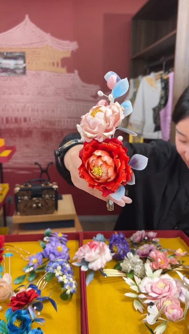 【闪购商品】刺绣非遗绒花（发饰）
