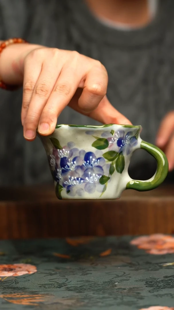 杯釉下彩手工手绘同款陶器