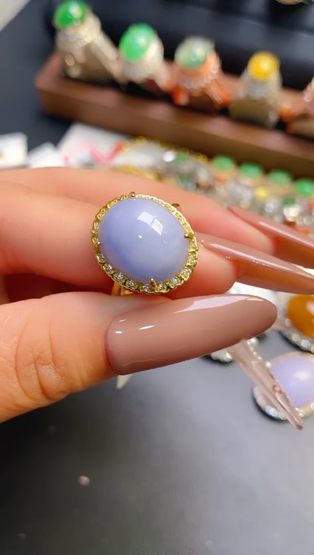 银S925镶嵌戒指翡翠天然