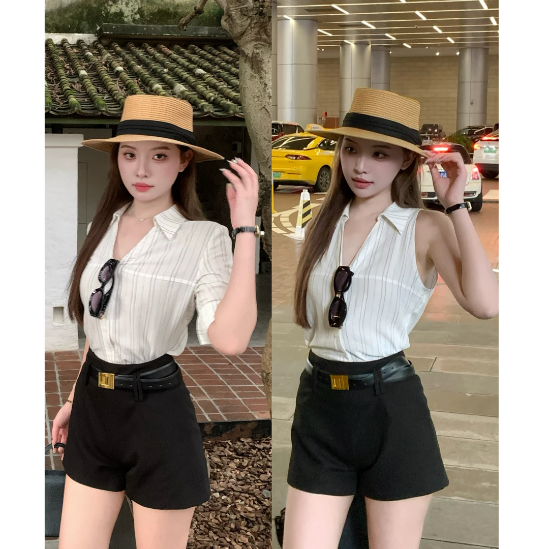 SZA【白茉童话】夏季新款韩系通勤高级感气质显瘦薄款衬衫A-2025