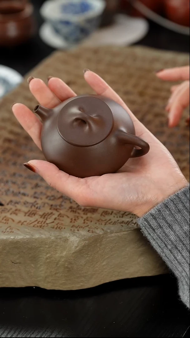 茶壶紫砂乌紫泥小景舟石瓢130cc左右