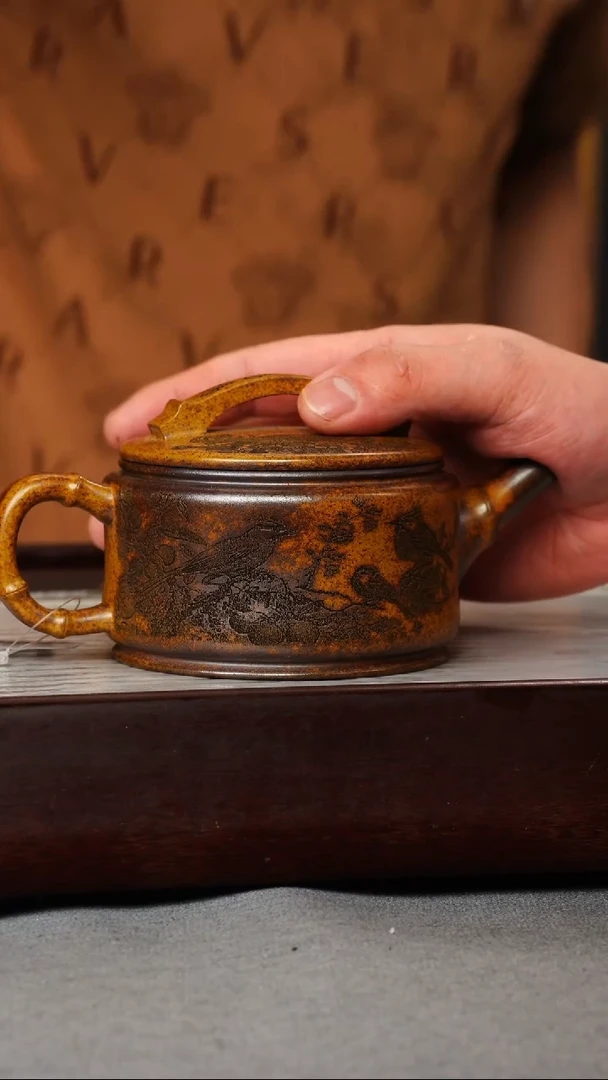 【闪购商品】紫砂茶壶龙骨金砂 竹节汉瓦 花鸟