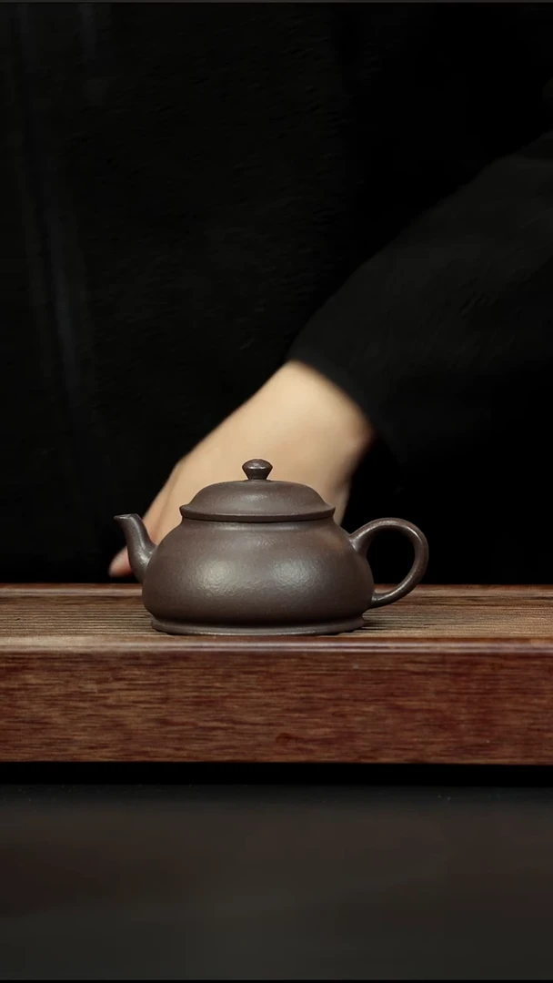 茶壶紫砂粗砂紫泥 大口宫灯