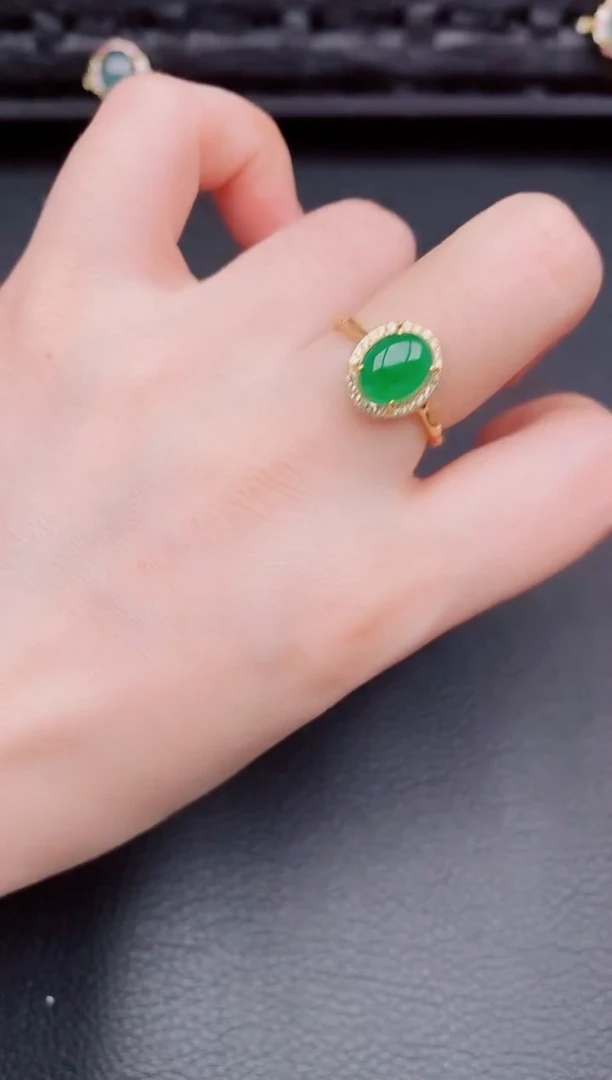 【闪购商品】翡翠戒指银S925镶嵌天然a货翡翠337